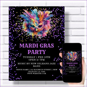 Poster Evento de Glitter do Partido Mardi Gras