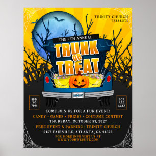 Poster Evento de Tronco ou Tratamento da Igreja Halloween