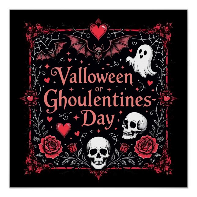 Pôster Evento do Valloween ou Dia das Ghoulentinas (Frente)