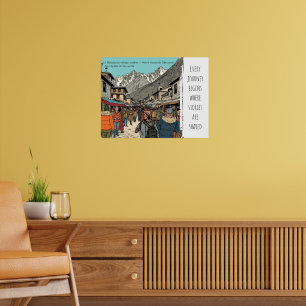 Poster Everest Himalayan Village Market Viagem Arte