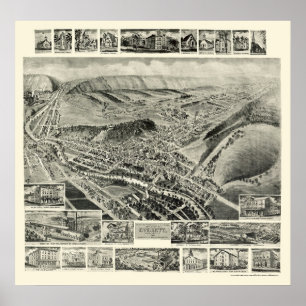 Poster Everett, PA Panorâmica Map - 1905