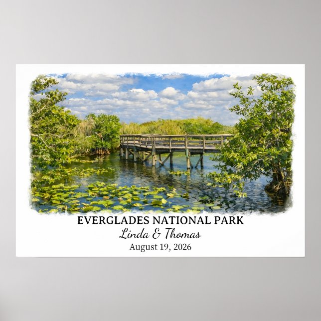 Poster Everglades National Park Florida, Watercolor (Frente)