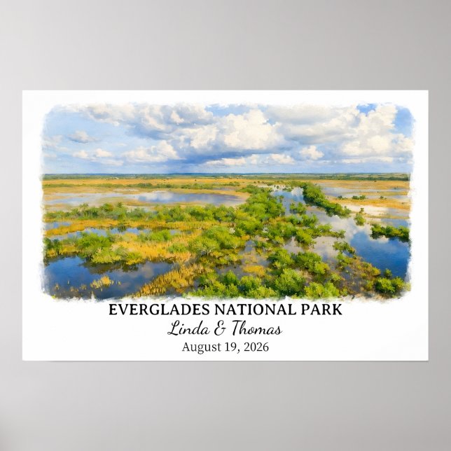 Poster Everglades National Park Florida, Watercolor (Frente)
