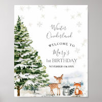 Evergreen Animal Winter Onederland Party Bem-vindo