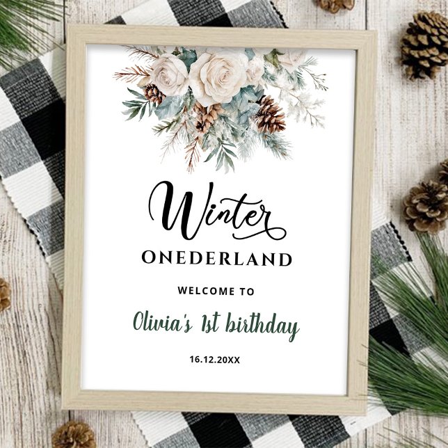 Poster Evergreen Winter Onederland Primeiro Aniversário (Criador carregado)