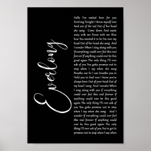 Poster Everlong Black Script Song Lyric Wall Art Impressã