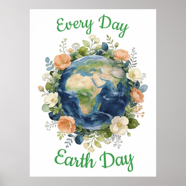 Poster Every Day Earth Day Floral Wreath Earth (Frente)