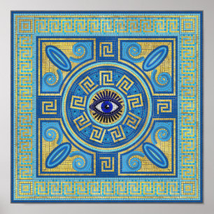Poster Evil Eye Mosaic Tile ornament