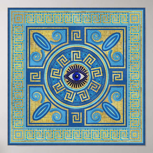 Poster Evil Eye Mosaic Tile ornament (Frente)