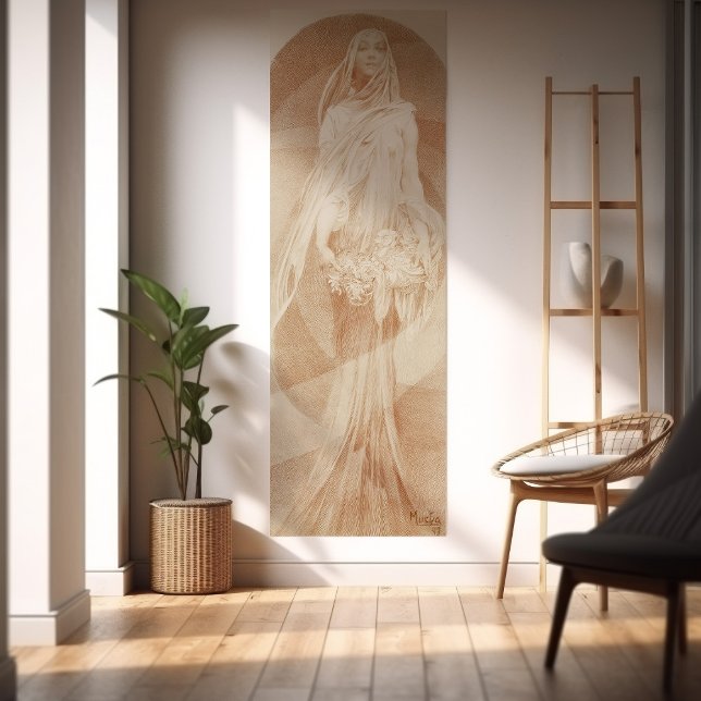 Poster "Evocação" Female de Alphonse Mucha - Sketch 1897 (Criador carregado)