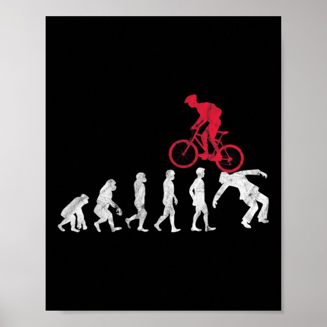 Poster Evolução de Bicicleta de Montanha Acidente Engraça (Frente)