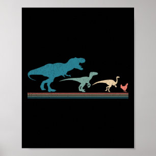 Poster Evolução de Frango Dinossauro Engraçado Vintage Re