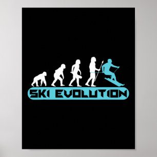 Poster Evolução Divertida de Esqui Esporte de Inverno Esq