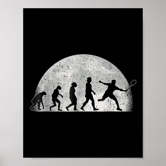Poster Evolução do Badminton - Jogador de Badminton Lua  (Frente)