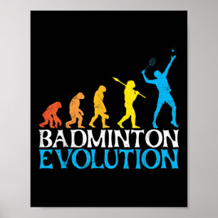 Poster Evolução do Badminton Macaco Jogador de Badminton 