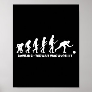 Poster Evolução do Boliche - Jogador de Boliche Divertido