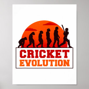 Poster Evolução do Críquete Fã de Esporte Engraçado Críqu
