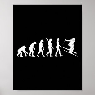 Poster Evolução do Esqui Esquiador Engraçado Esqui Livre