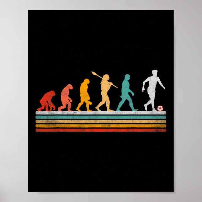 Poster Evolução do Futebol Retrô Presente Para Jogadoras  (Frente)