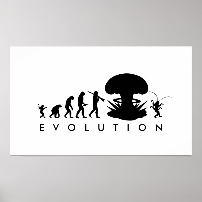 Pôster Evolução do Homem & Barata Gráfico Divertido de Ev (Frente)