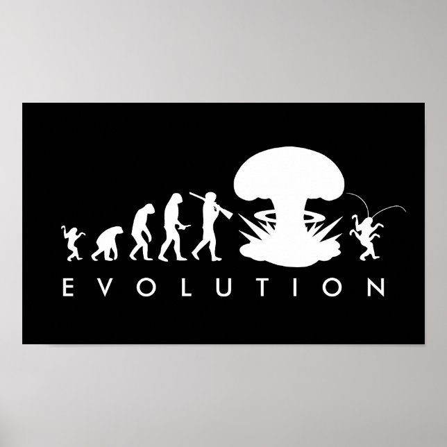 Poster Evolução do Homem e da Barata Gráfico de Evolução  (Frente)