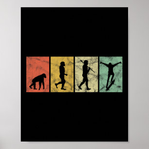 Poster Evolução Do Homem Skateboarder Engraçado Vintage R