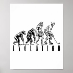 Poster Evolução do Jogador de Hóquei no Gelo Homem Engraç