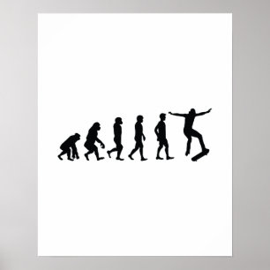 Poster Evolução do presente engraçado Skateboarding do
