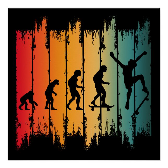 Pôster Evolução Do Skatista De Skate (Frente)