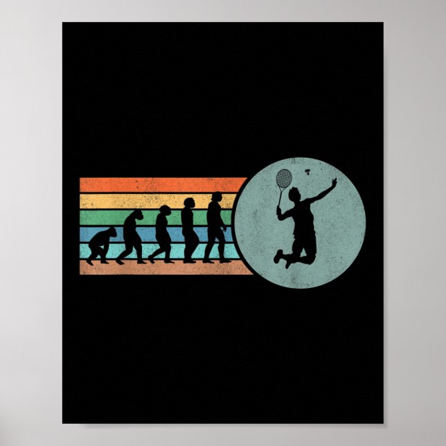 Poster Evolução Retro Badminton Shuttle Badminton Vintage (Frente)