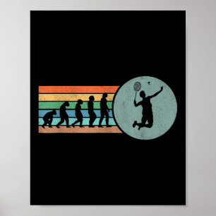 Poster Evolução Retro de Badminton Peteca Badminto Vintag