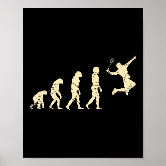 Poster Evolution Badminton Player Shuttle Racket  (Frente)
