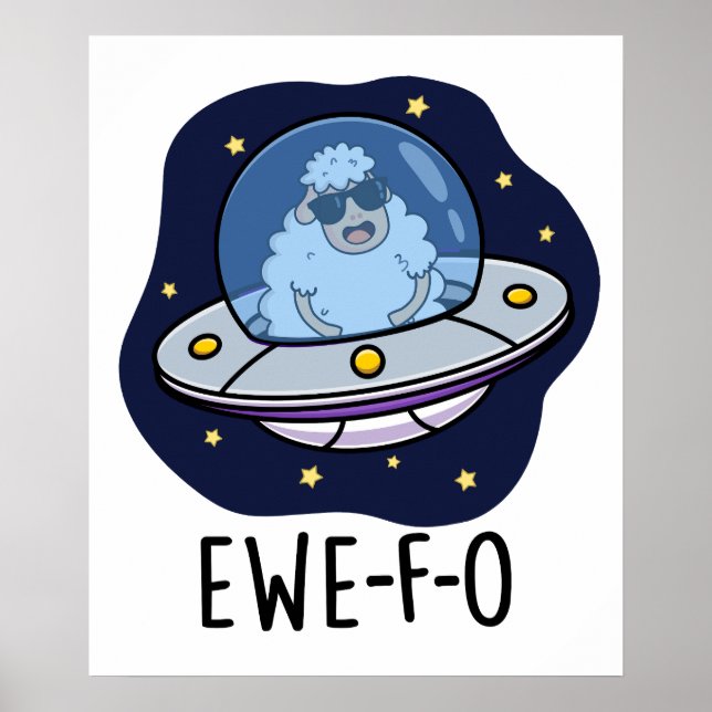 Poster Ewe-F-O Funny UFO Pun (Frente)