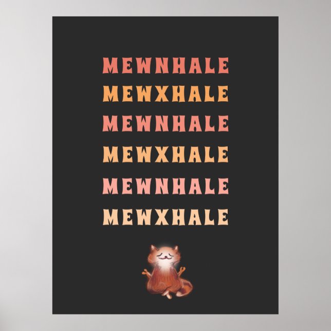 Poster Exalar Inalado do Alivio de Estresse de Ioga Cat (Frente)