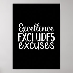 Poster Excelência exclui desculpas - Hustle, Gym, sucesso