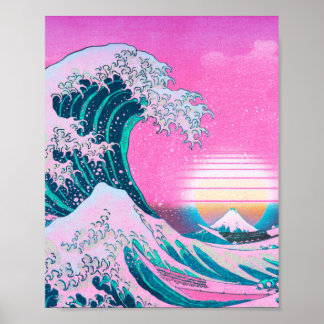 Poster Excelente Aestésico Vaporwave Desliga Kanagawa Sun