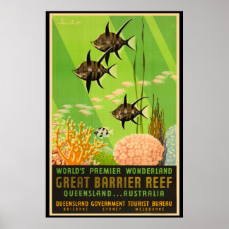 Poster Excelente Barrier Reef Austrália Vintage