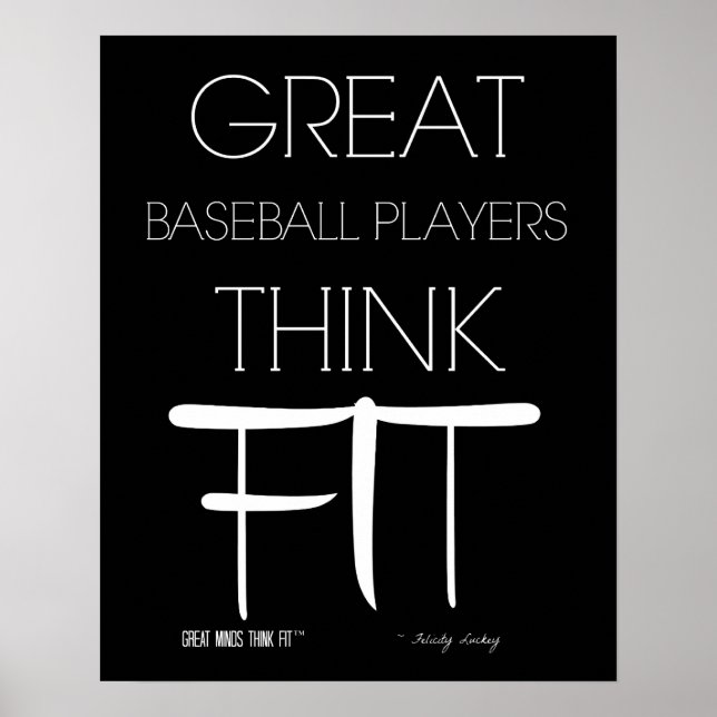 Poster Excelente Baseball Players Think Ajustado - Preto (Frente)