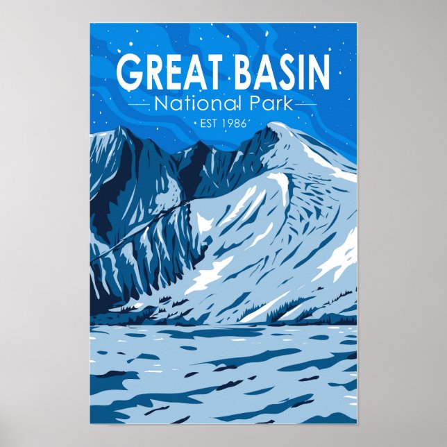 Poster Excelente Basin National Park Wheeler Peak Vintage (Frente)