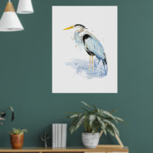 Excelente Blue Heron Watercolor Art