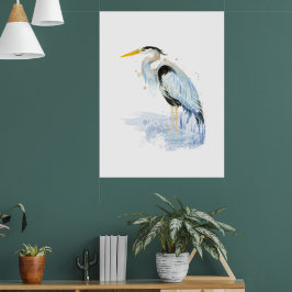 Poster Excelente Blue Heron Watercolor Art