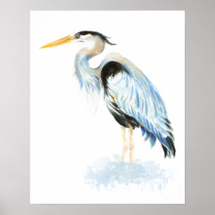 Pôster Excelente Blue Heron Watercolor Art