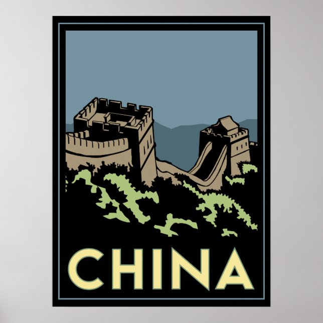 Poster excelente da china asia art deco retro viagem (Frente)