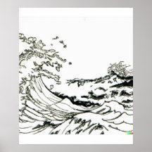 excelente desenhado à mão Wave de Kanagawa