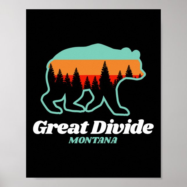 Poster Excelente Divide Montana Esquiando Snowboard Bear (Frente)