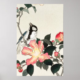 Poster Excelente em Flores Rosa por Ohara Koson