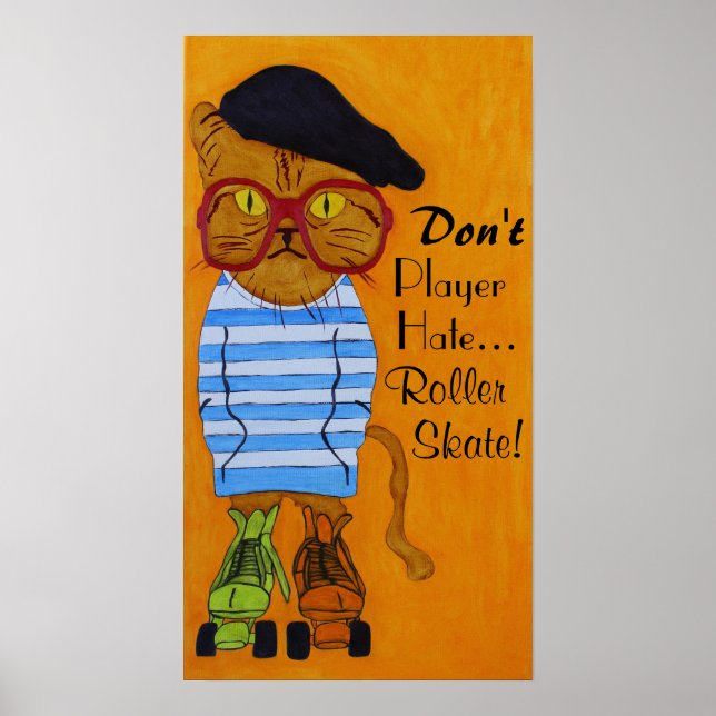 Poster Excelente Gato De Skate No Cilindro Poster! (Frente)