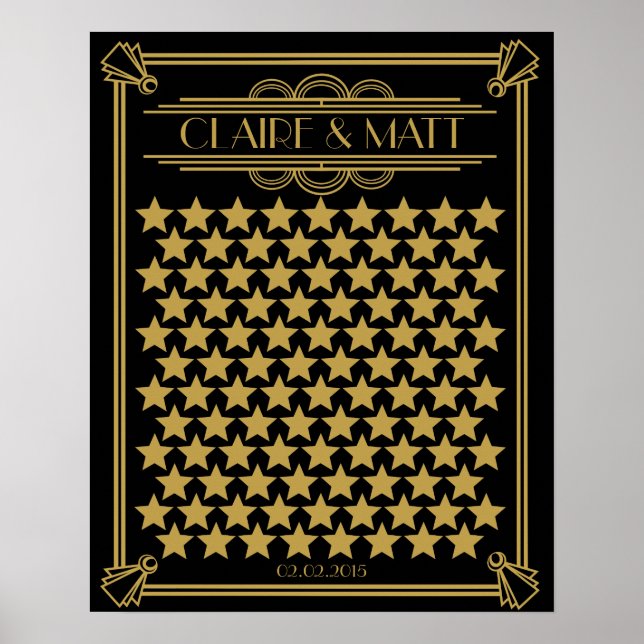 Poster Excelente Gatsby Art Deco casamento (Frente)