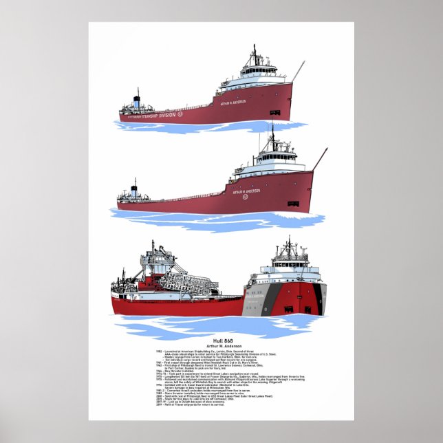 Poster Excelente Lagos Freighter Arthur M. Anderson histó (Frente)