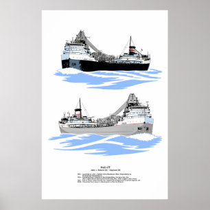 Poster Excelente Lagos Freighter Saginaw história